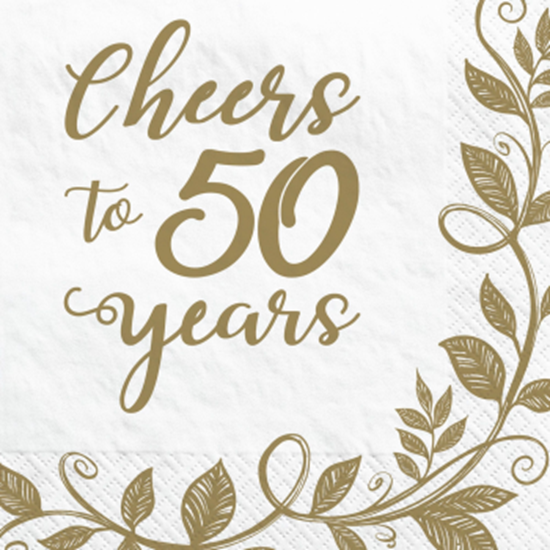 Image sur TABLEWARE - HAPPY 50th ANNIVERSARY BEVERAGE NAPKINS