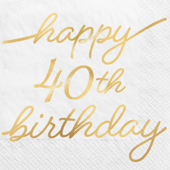 Image de 40th GOLDEN AGE BIRTHDAY - BEVERAGE NAPKINS