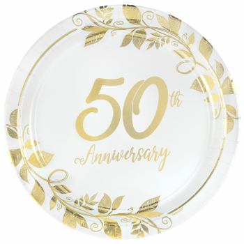 Image de TABLEWARE - HAPPY 50th ANNIVERSARY 10" METALLIC PLATES