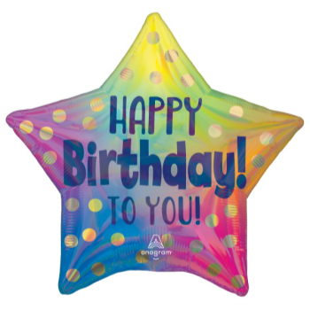 Picture of 18" FOIL - HAPPY BIRTHDAY GOLD DOTS STAR SHAPED