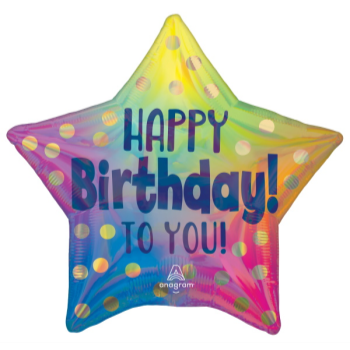 Image de 18" FOIL - HAPPY BIRTHDAY GOLD DOTS STAR SHAPED