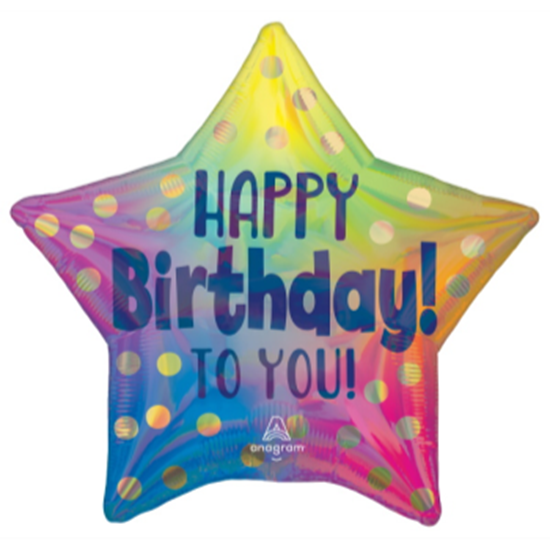 Image sur 18" FOIL - HAPPY BIRTHDAY GOLD DOTS STAR SHAPED