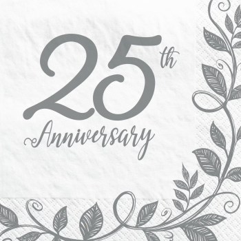 Image de TABLEWARE - HAPPY 25th ANNIVERSARY LUNCHEON NAPKINS