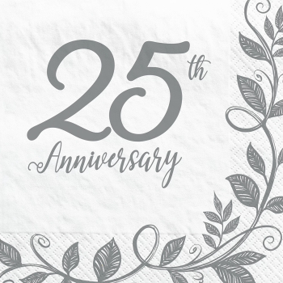 Image sur TABLEWARE - HAPPY 25th ANNIVERSARY LUNCHEON NAPKINS