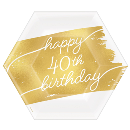 Picture of 40th GOLDEN AGE BIRTHDAY - 7"  HEXAGON PLATES