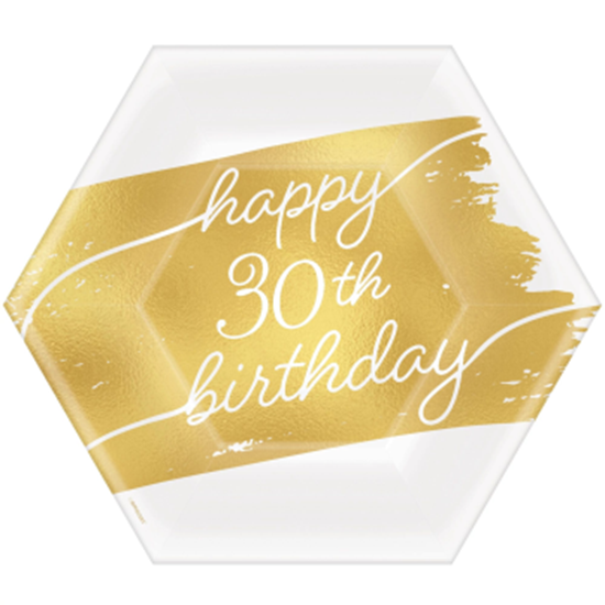 Picture of 30th  GOLDEN AGE BIRTHDAY - 7"  HEXAGON PLATES