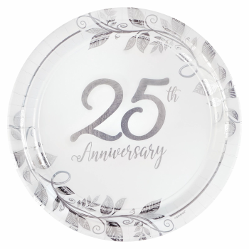 Image de TABLEWARE - HAPPY 25th ANNIVERSARY 7" METALLIC PLATES