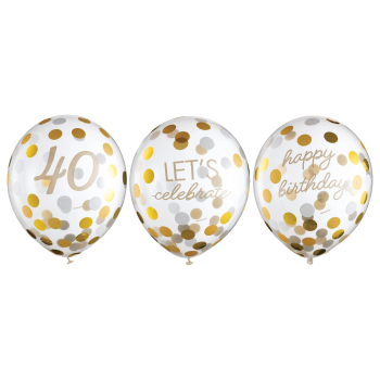 Image de 40th LATEX CONFETTI BALLOON - GOLDEN AGE BIRTHDAY