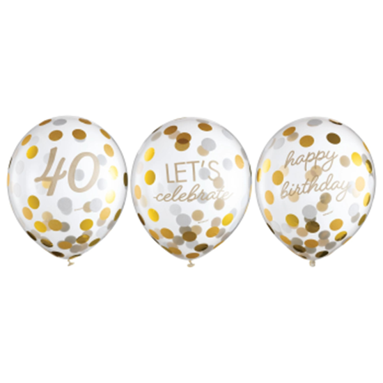 Image sur 40th LATEX CONFETTI BALLOON - GOLDEN AGE BIRTHDAY