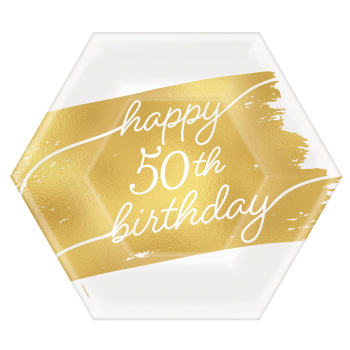 Picture of 50th GOLDEN AGE BIRTHDAY - 7"  HEXAGON PLATES