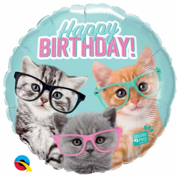 Picture of 18" FOIL - BIRTHDAY KITTENS WITH GLASSES
