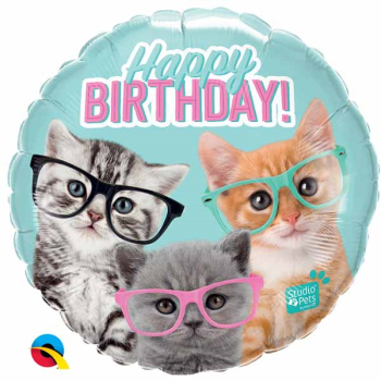 Image de 18" FOIL - BIRTHDAY KITTENS WITH GLASSES