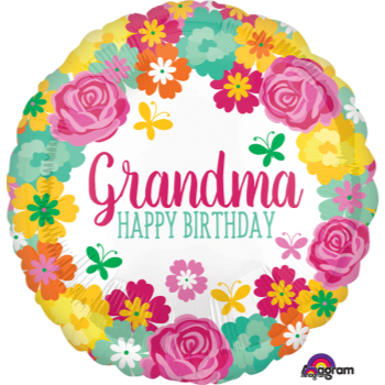 Image de 18" FOIL - HAPPY BIRTHDAY GRANDMA FLORAL