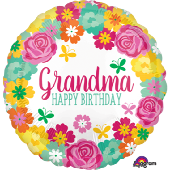 Picture of 18" FOIL - HAPPY BIRTHDAY GRANDMA FLORAL