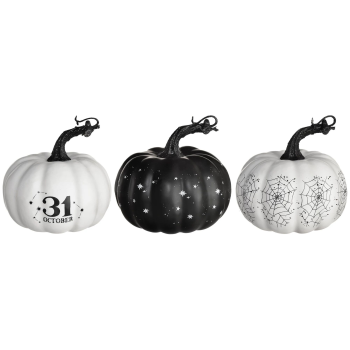 Picture of BLACK AND WHITE DECORATIVE PUMPKIN - SET OF 3