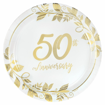 Picture of TABLEWARE - HAPPY 50th ANNIVERSARY 7" METALLIC PLATES