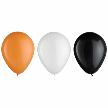 Image de BALLOON - HALLOWEEN 5" LATEX BALLOONS - BLACK/WHITE/ORANGE