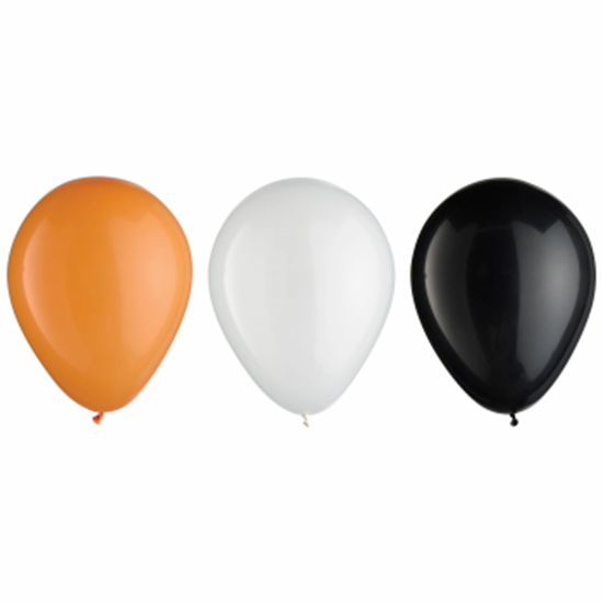 Picture of BALLOON - HALLOWEEN 5" LATEX BALLOONS - BLACK/WHITE/ORANGE