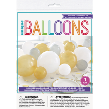 Picture of BALLOON TABLE GARLAND KIT - SILVER, GOLD AND WHITE