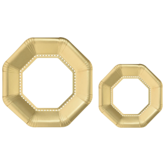 Image sur GOLD MULTI PACK PREMIUM OCTAGONAL PAPER PLATES 