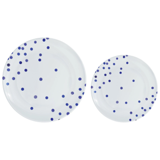 Image sur ROYAL BLUE DOTS MULTI PACK PREMIUM PLASTIC PLATES