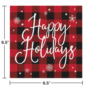 Picture of TABLEWARE - BUFFALO PLAID HAPPY HOLIDAYS LUNCHEON NAPKINS