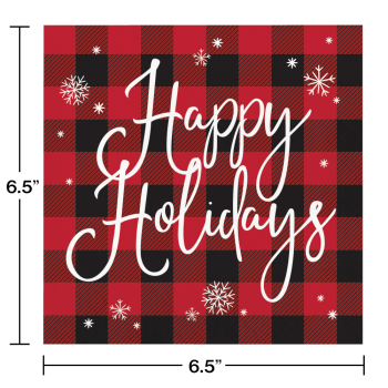 Image de TABLEWARE - BUFFALO PLAID HAPPY HOLIDAYS LUNCHEON NAPKINS