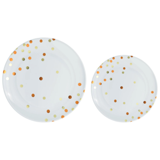 Picture of ORANGE DOTS MULTI PACK PREMIUM PLASTIC PLATES 