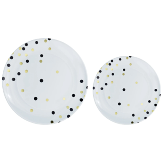 Picture of BLACK DOTS MULTI PACK PREMIUM PLASTIC PLATES 