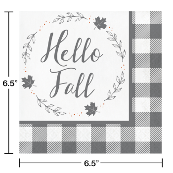 Picture of TABLEWARE - HELLO FALL - GRAY AND WHITE CHECK LUNCHEON NAPKINS