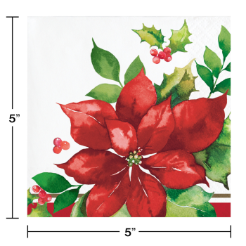 Image de TABLEWARE - PERFECT POINSETTIA BEVERAGE NAPKINS