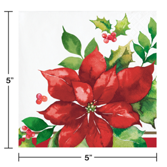 Picture of TABLEWARE - PERFECT POINSETTIA BEVERAGE NAPKINS