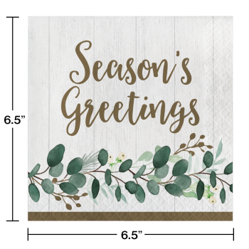 Image de TABLEWARE - EUCALYPTUS GREENS SEASONS GREETINGS LUNCHEON NAPKINS