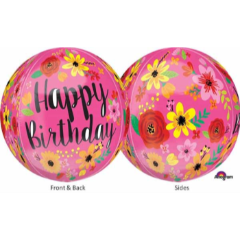 Image de HAPPY BIRTHDAY FLORAL ORBZ BALLOON 