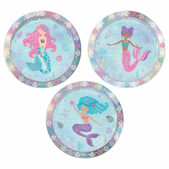 Image sur SHIMMERING MERMAIDS - 7"  ASSORTED IRIDESCENT PLATE
