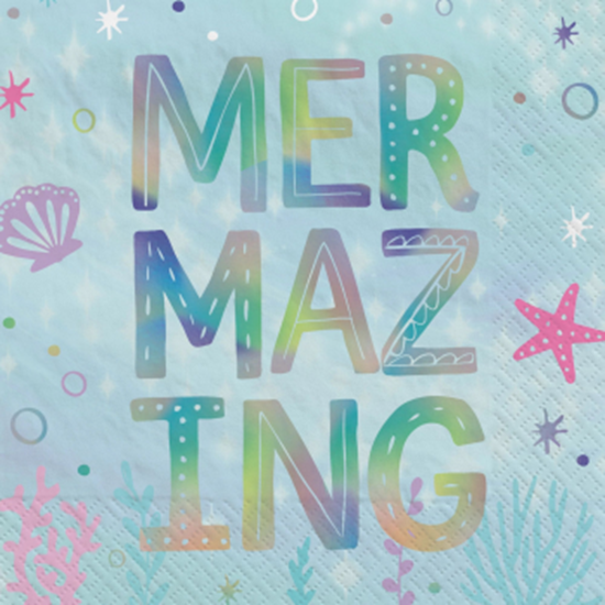 Image sur SHIMMERING MERMAIDS - BEVERAGE NAPKINS - HOT STAMPED