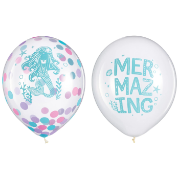 Image de 12" SHIMMERING MERMAIDS CONFETTI LATEX BALLOONS