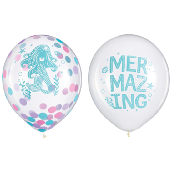Picture of 12" SHIMMERING MERMAIDS CONFETTI LATEX BALLOONS