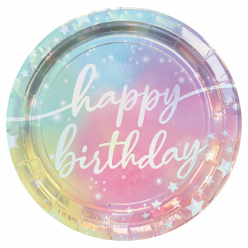 Picture of LUMINOUS - 9" IRIDESCENT PLATES - HAPPY BIRTHDAY