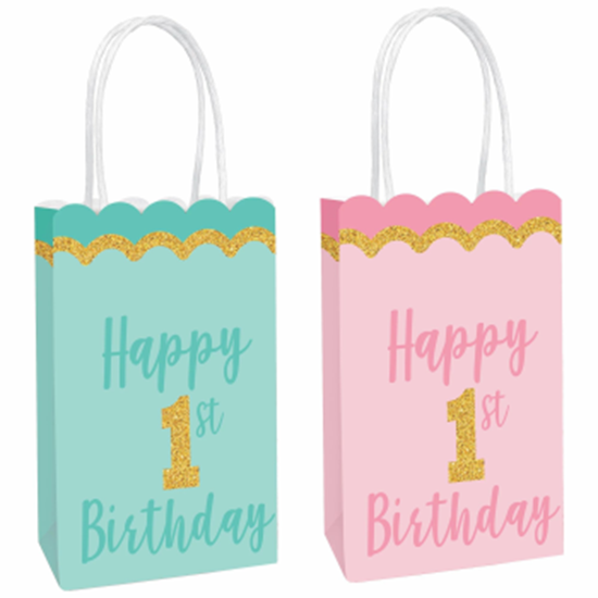 Picture of 1ST BIRTHDAY GLITTER KRAFT BAG