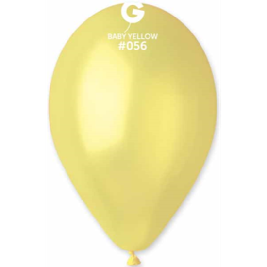 Picture of 11" METALLIC BABY YELLOW LATEX BALLOONS - GEMAR