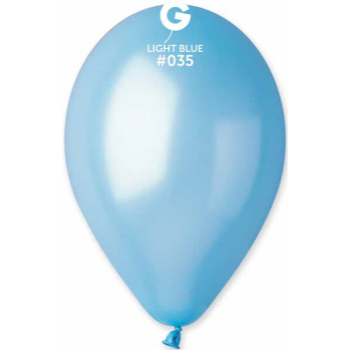 Image de 11" METALLIC LT BLUE LATEX BALLOONS - GEMAR