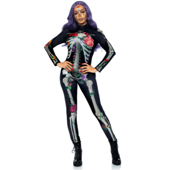 Picture of FLORAL SKELETON CATSUIT - SMALL