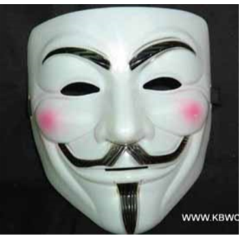 Image de VENDETTA/ANONYMOUS WHITE FACE MASK WITH PINK CHEEKS