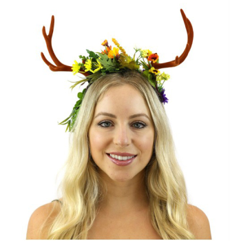 Image de BROWN ANTLER HEADBAND WITH FLOWERS