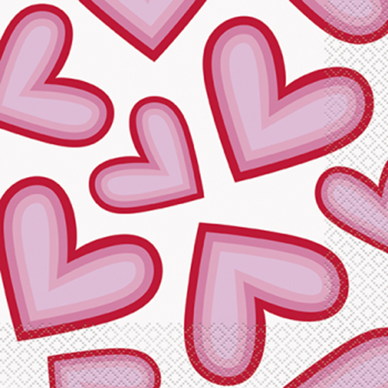 Image sur TABLEWARE - RETRO VALENTINE HEARTS LUNCHEON NAPKINS