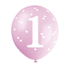 Picture of 12" BALLOONS 1st BIRTHDAY PINK GINGHAM 
