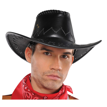 Image de COWBOY BLACK LEATHER HAT