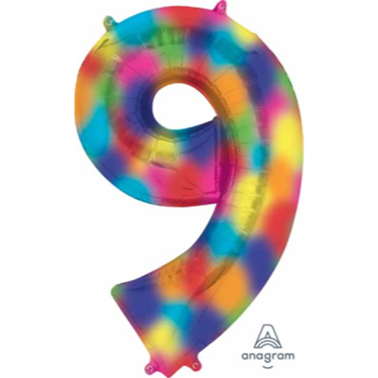 Picture of 34'' NUMBER 9 SUPERSHAPE - RAINBOW SPLASH