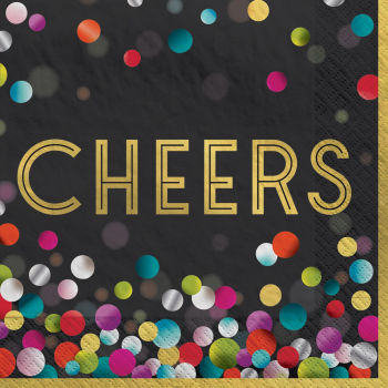 Picture of TABLEWARE - CHEERS COLORFUL CONFETTI BEVERAGE NAPKINS